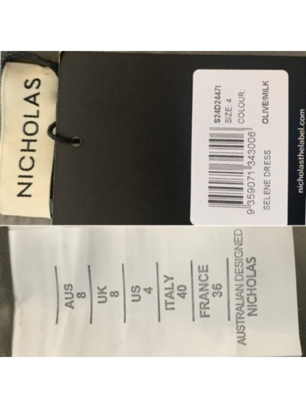 NWT NICHOLAS Selene Seamed Cami Linen Olive & White Striped Maxi Dress - Picture 15 of 17